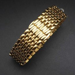 Stainless Steel Watch Band Strap 12mm 14mm 16mm 18mm 20mm 22mm Gold Polished Mens Luxury Replacement Metal Watchband Bracelet H0915
