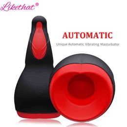 Nxy Sex Men Masturbators Likethat Male Masturbator Vibrator for Silicone Automatic Heating Sucking Oral Cup Adult Intimate Toys Blowjob Machine 1222