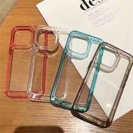 Solid Colour Double Transparent Shockproof Bumber Phone Cases For iPhone 13 Pro Max 11 12X XR XS 7 8 Plus Soft TPU Cover