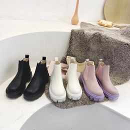 Transparent jelly color double-layer combined bottom short boots leather material three colors versatile size 35-39