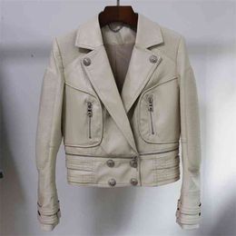 Высокая улица мода дизайнерская куртка женская лев кнопки из искусственной кожи Moto 210521