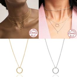african chain pendant Canada - 925 Sterling Silver Minimalist Circle Pendant Necklaces For Anniversary Birthday Valentine's Day Gift Woman Necklace Collares