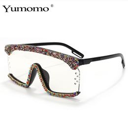 Oversized Square Sunglasses Women Luxury Brand Fashion Flat Top Red Black Clear Lens One Piece Men Gafas Shade Mirror