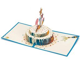 Greeting Cards 3D -Up Birthday Card With Double Layer Cake Design, Envelope For Family,Friends,Kids,Women