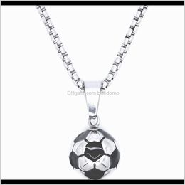 Necklaces & Pendants Drop Delivery 2021 Punk Retro Jewelry 100Percent Stainless Steel Necklace Football Pendant Soer Black Enamel Rolo Chain