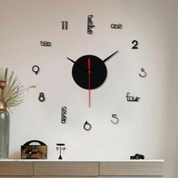 Wall Clocks 80CM DIY Quartz Acrylic 3D Big Decorative Mirror Stickers Oversize Clock Reloj De Pared