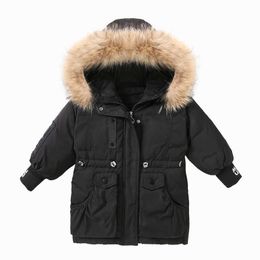 Children Clothing Girls Winter Coat Down Parka Real Fur Hooded Outerwear For Kids New Children Winter Jacket and Coats TZ685 H0910