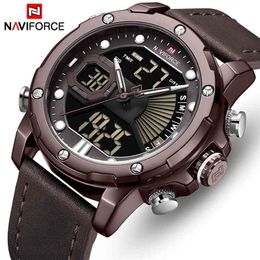 NAVIFORCE Watches Men Sports Quartz Wristwatches Mens Dual Display Analogue Digital Clock Male Luminous Date Relogio Masculino 210517