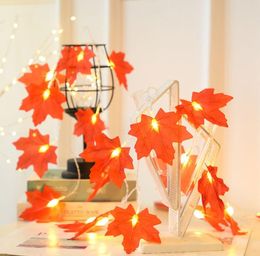 LED Artificial Autumn Maple Leaves Garland Led-Fairy Lights for Christmas Decoration Thanksgiving Party DIY Decor Halloween 100pcs SN2902