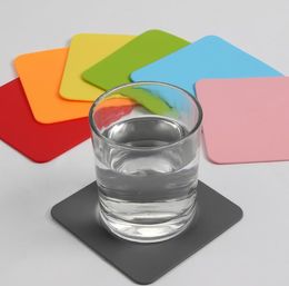 Silicone Drinking Coaster Non-slip Cup Coasters Mat 10CM Square Coffee Mug Tea Cups Bottle Pads Mats Bar Table Decoration Accessory SN2604