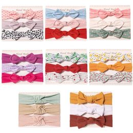 2021 16 Styles Baby girl Headband leopard floral hair accessories Knot Bows Bunny Hairbands kids Flowers Geometric Print Hairband 3pcs/set