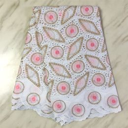 5Yards/Lot High Quality White African Cotton Fabric Embroidery Swiss Voile Dry Lace For Dressing PL11759