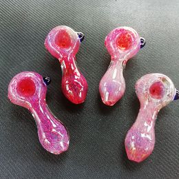 2023Wholesale Mini Glass Hand Pipes Smoking Rig Accessories Tobacco Burner Coloured 3D Pink Purple 3Inch Length