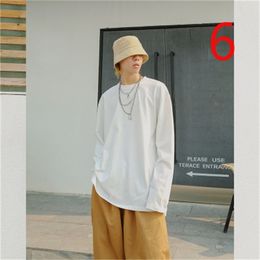 19 Korean ins retro homemade drop shoulder loose washed hole shirt long sleeve T-shirt 210420