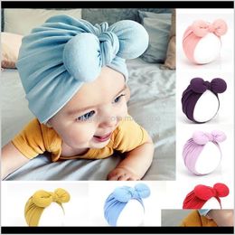 Caps Accessories Baby Maternity Drop Delivery 2021 Solid Bow Knot 15 Designs Unisex Turban Baby Winter Kids Fashion Pompon Ski Warm Hats 13T
