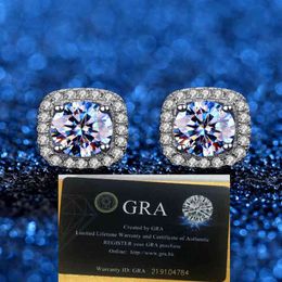 Real 925 sterling silver Jewellery women moissanite Diamonds square High Quality Fashion Pop Hook popular stud Earrings