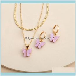 Jewellery Sets Jewelryfashion Butterfly Candy Colour Beautiful Insect Design For Women Kids Party Elegant Earrings Necklace Set & Drop Delivery