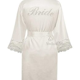LP004 Wedding Bride Bridesmaid Floral Robe Satin Rayon Bathrobe Nightgown For Women Kimono Sleepwear Flower Plus Size 210924