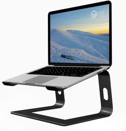 Laptop Stand for Desk, Aluminium Computer Riser, Ergonomic Notebook Holder, Detachable Metal Laptops Elevator, PC Cooling Mount Support 10 to 15.6 Inches Notebook, Black