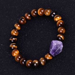 Natural Amethyst Unshaped Original Stone Energy Crystal Bracelet Buddhist Yoga Sitting Reiki Hand String First Jewelry