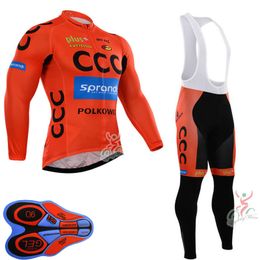 CCC Team Mens cycling Long Sleeve Jersey Bib Pants Set mtb Bike Outfits Racing Bicycle Uniform Outdoor Sports Wear Ropa Ciclismo S21050566