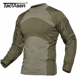 TACVASEN Men Summer Tactical T-shirt Army Combat Airsoft Tops Long Sleeve Military tshirt Paintball Hunt Camouflage Clothing 5XL 220309