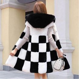 Women's Fur & Faux 2021 Winter Hooded Thicken Warm Women Vest Long Coat Casual Female Mink Harajuku