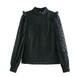Women Leopard Print Jacquard Black Shirt Female Long Sleeve Blouse Casual Lady Loose Tops Blusas S8527 210430