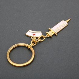 Doctor Nurse Injector Echometer Charm Key Ring Gold Keychain Holder Hangbag Hangs Fashion Jewelry Will and Sandy