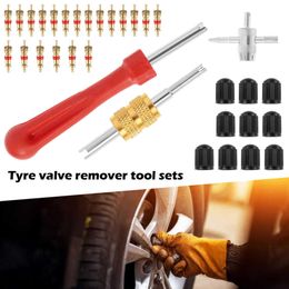 33pcs Car Tyre Valve Repair Tool Snap-in Valve Stems Puller Tools Truck Motorcycle Bicycle Dual & Single Head Valve Core Remover