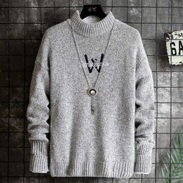 Sweater Men winter Casual O-neck Pullover Shirt Slim Fit Long Sleeve Solid Colour Sweaters Knitted Letter printing Men Tops 210603