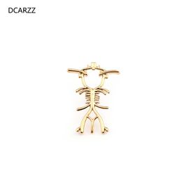 Pins, Brooches DCARZZ Skeleton Shape Brooch Pin Fashion Jewelry Gold Silver Plated Christmas Cute Anatomy Bones Pins Women Gif