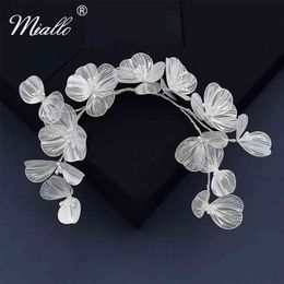 Miallo Bridal Wedding Headband Flower Pearl Hair Accessories for Women Jewellery Party Bride Headpiece Bridesmaid Gift 210707