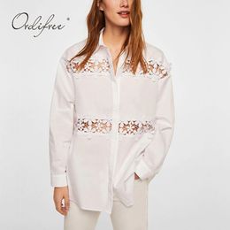 Summer Women Long Sleeve Hollow Out Sexy Crochet White Beach Blouse Shirt Tops 210415