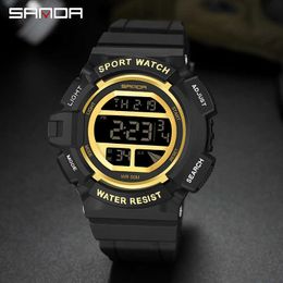 SANDA Men Digital Watch LED Display Waterproof Male Wristwatches Chronograph Calendar Alarm Sport Watches Relogio Masculino G1022