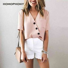 HOMOPHONY Women Blouse Office Ladies Plus Size Shirt Long Sleeve Casual Sexy V-neck Work Tops Blusa Feminina 210719