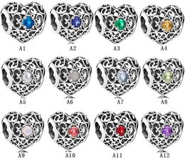 New Arrival 925 Sterling Silver December birthday hollow love beaded beads DIY Fit Original European Charm Bracelet Fashion Women Jewelry Accessories