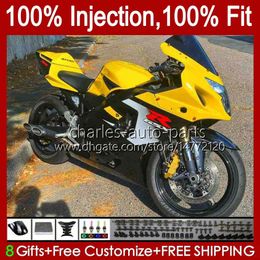 Injection Mould Fairings For SUZUKI Black yellow GSXR600 GSXR750 GSXR-750 K4 04 05 43No.141 GSXR 750CC 600CC 750 600 CC GSXR-600 2004 2005 GSX-R750 2004-2005 OEM Body Kit