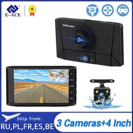 E-ACE Car Dvr 4.0 Inch Cam 3 s Lens Auto Registrar FHD 1080P Video Recorder Support Rear view DVRs Dash Camera