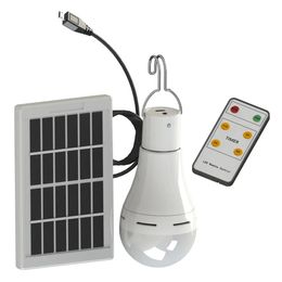 15W Solar Power USB Rechargeable Camping Light Bulb 5-Modes W/ Panel 3m Cable & Remote