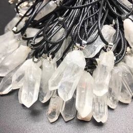 Irregular DIY Natural Original White Crystal Stone Pendant Necklaces For Women Men Fashion Energy Jewellery With Rope Chain