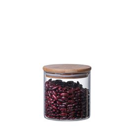 18oz 550ml Airtight Food Grade Kitchen Storage Glass Canisters Glass Jar With Bamboo Lids 100*100MM