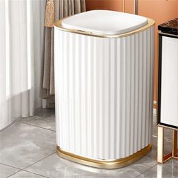Sensor Trash Can Large Capacity Toilet Bathroom Kitchen Automatic Induction Waterproof Garbage Bin with Lid 211222