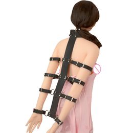 Massage Sexy Upper Body Leather Bondage Restraint Straps Bdsm Belt Hand Behind holy trainer Handcuffs Couple Flirting Slave fetish men