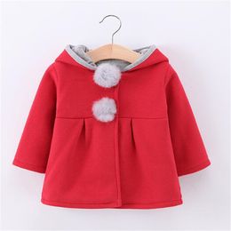 Kids Girl Coat Cute Long Rabbit Ears hooded Cotton Jacket Autumn Spring Toddler Baby Outerwear