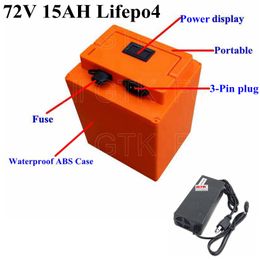 Brand electric bike battery 72V 15ah lifepo4 battery pack for 1000W 2000W bicycle motorcycle +87.6V 2A charger