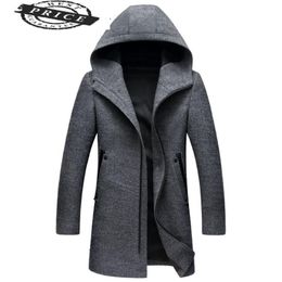 Wool Coat Men Fashion Winter Jacket High Quality Hooded Mens Peacoat Size M-4XL #29282 Men's & Blends
