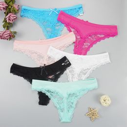 6pcs/lots Woman Thongs Sexy Underwear Transparent Lace Panties for Women Seamless Strings Dropshipping Low Rise Underwear