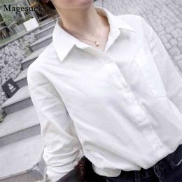 Spring Long Sleeve Solid Women Shirts Blouses Loose Casual White Blouse Plus Size Vintage Cotton Office Ladies Tops Blusas 12651 210512