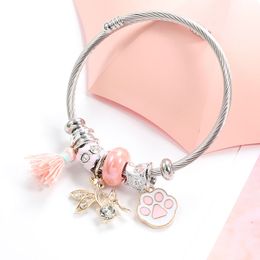Korea Sweet Cute Bracelet DIY Cat Paw Print Wire Rebound Bracelets European And American Elegant Fashion Jewellery